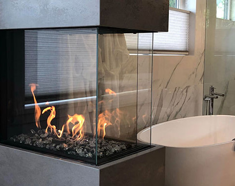 Frameless Fireplaces Bathroom