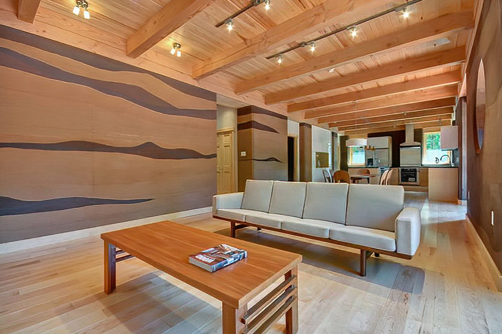 interior with Rammed Earth Panels installed