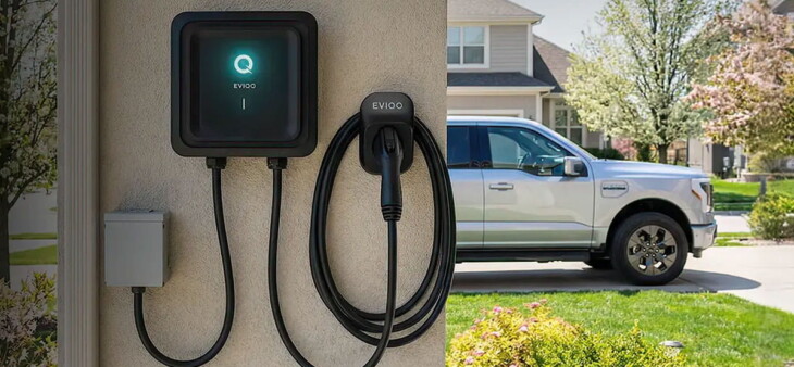 Level 2 EV charger installed on an exterior home wall in a Pacific Palisades residential driveway