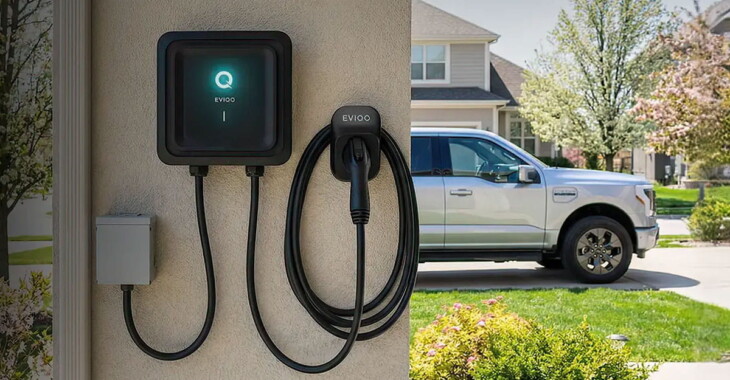 Level 2 EV charger installed on an exterior home wall in a Pacific Palisades residential driveway